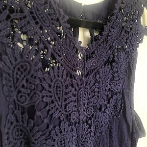 navy blue dress tank top with lace detailing